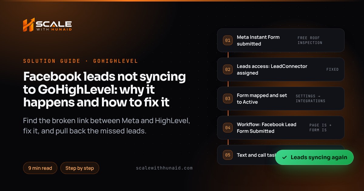 Facebook leads not syncing to GoHighLevel: why it happens and how to fix it — guide thumbnail