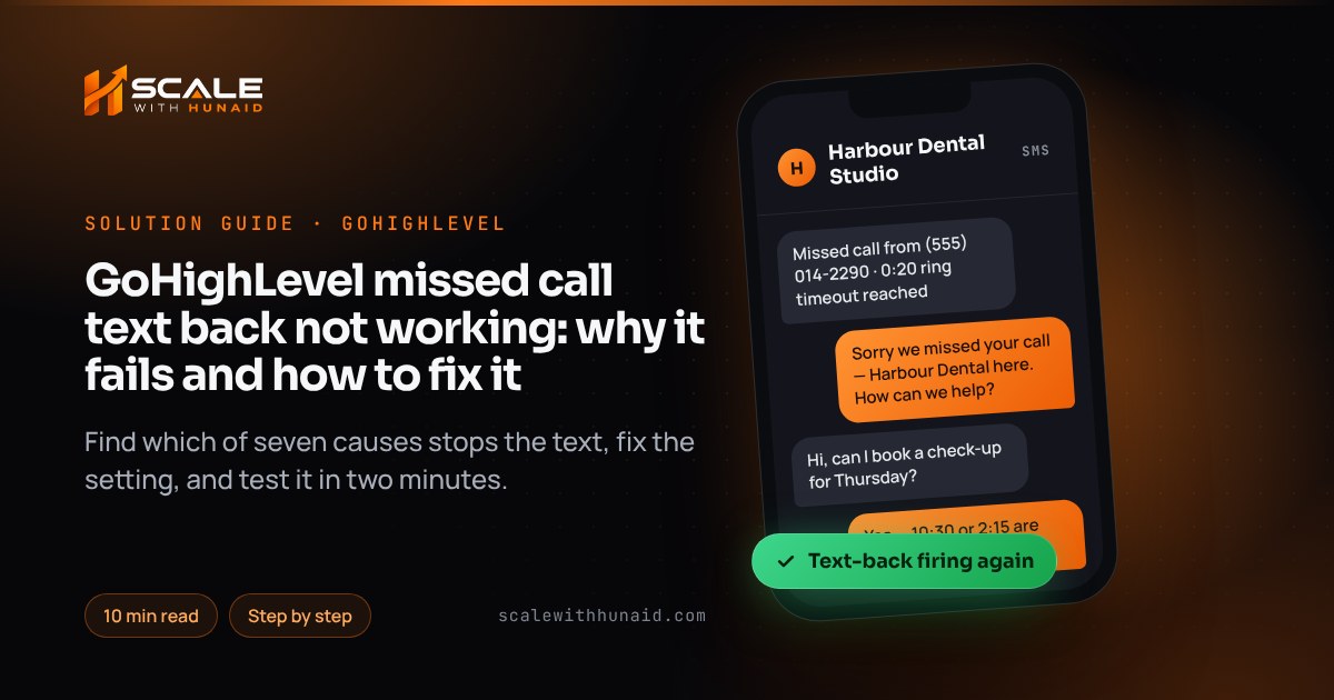 GoHighLevel missed call text back not working: why it fails and how to fix it — guide thumbnail