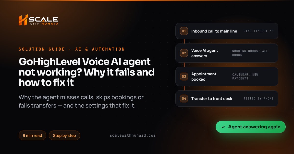 GoHighLevel Voice AI agent not working? Why it fails and how to fix it — guide thumbnail