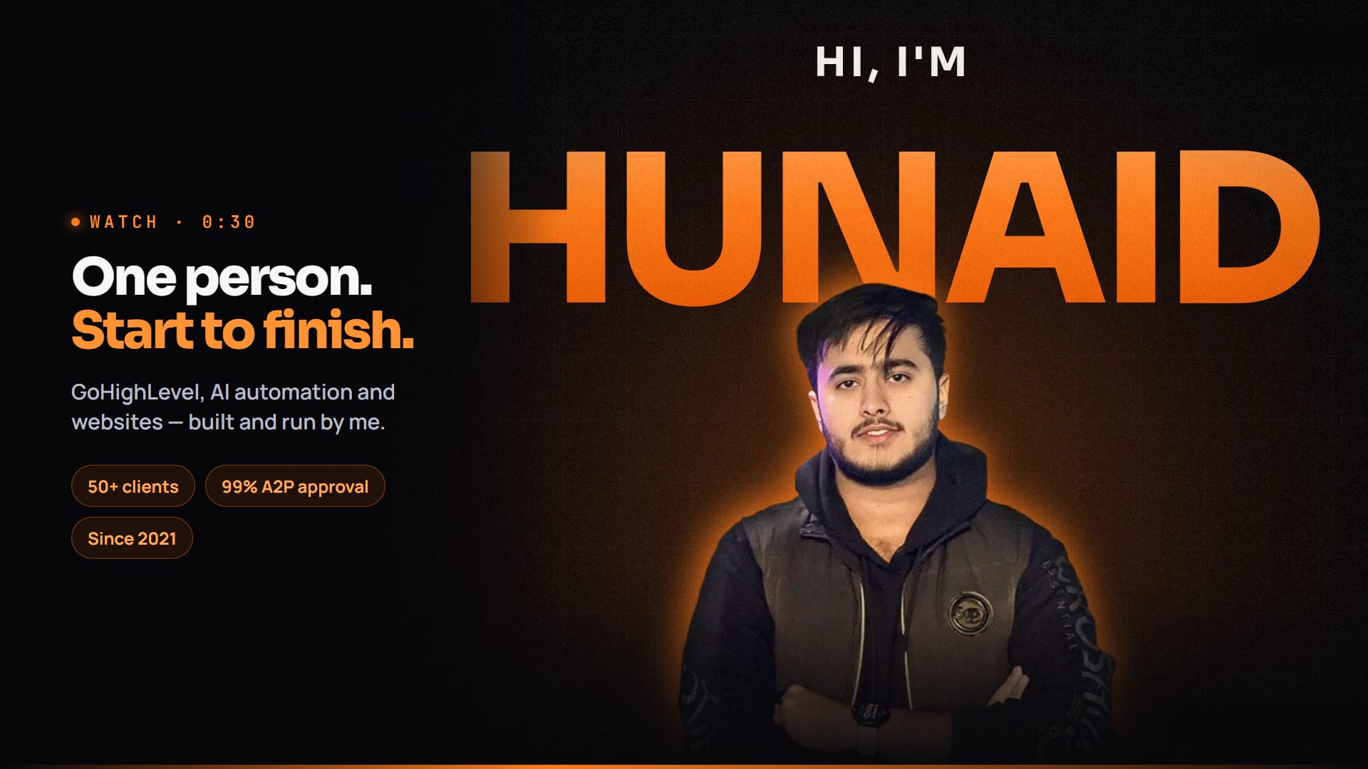 Hunaid Zia introducing Scale with Hunaid — one person, start to finish